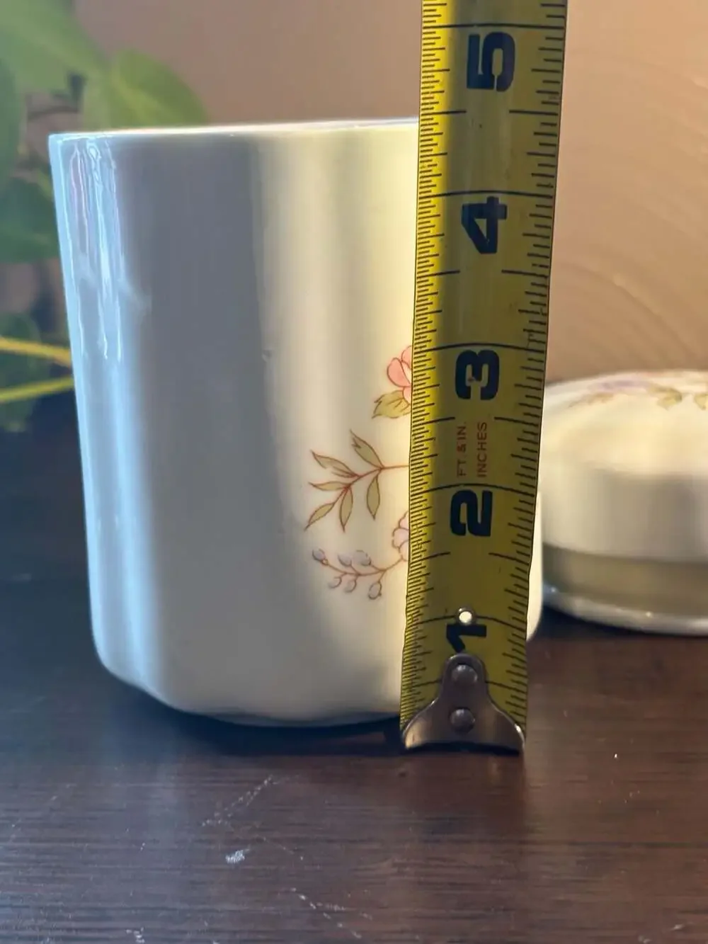 Vintage 1988 FTDA Floral Ceramic Canister with Lid and Spoon